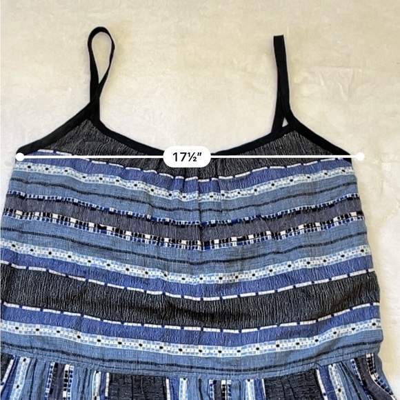 Lemlem Blue Tiered Maxi Dress M Handwoven Gauze Striped Spaghetti Strap Boho - Picture 3 of 10